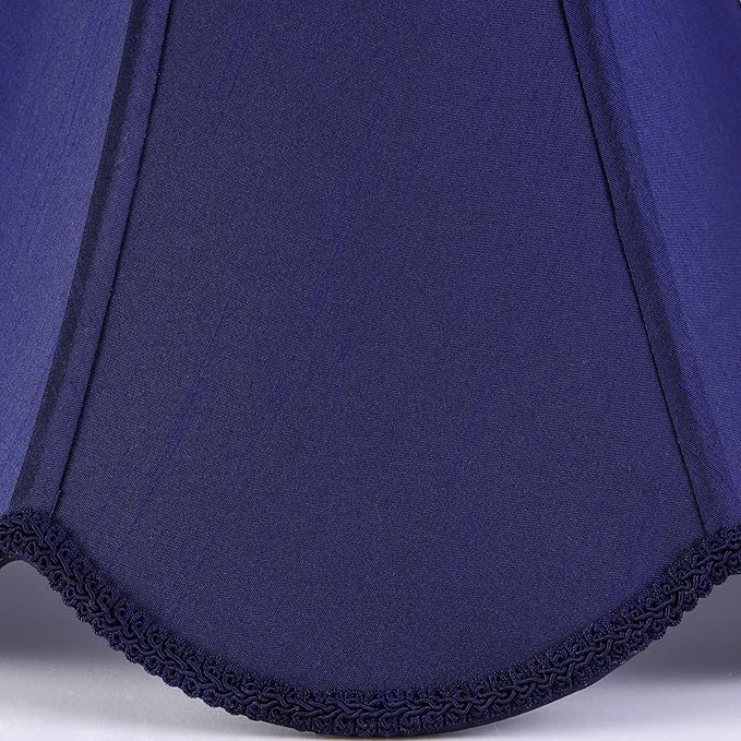 GO&SO Navy Blue Lamp Shade Scalloped Lampshade,Petal Edge Braid Bell Lamps Shades,Lamp Shades for Table Lamps,Fabric Lampshades Medium,6"Top x 13"Bottom x 10.6"Vertical Height (Spider) -Easy Assembly
