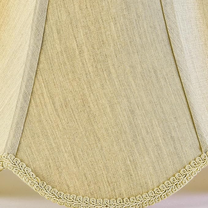 GO&SO Gold Lamp Shade Medium Bell Lamp Shades 2pc Edge Petal Braid Design Scalloped Lamp Shade,6"Top x 13"Bottom x 10.6"Vertical Height (Spider) Replacement Lampshades for Table Lamps - Easy Assembly