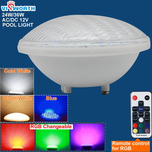 PAR56 LED Pool Light 24W 36W | RGB & White Underwater Lamp IP68 12V