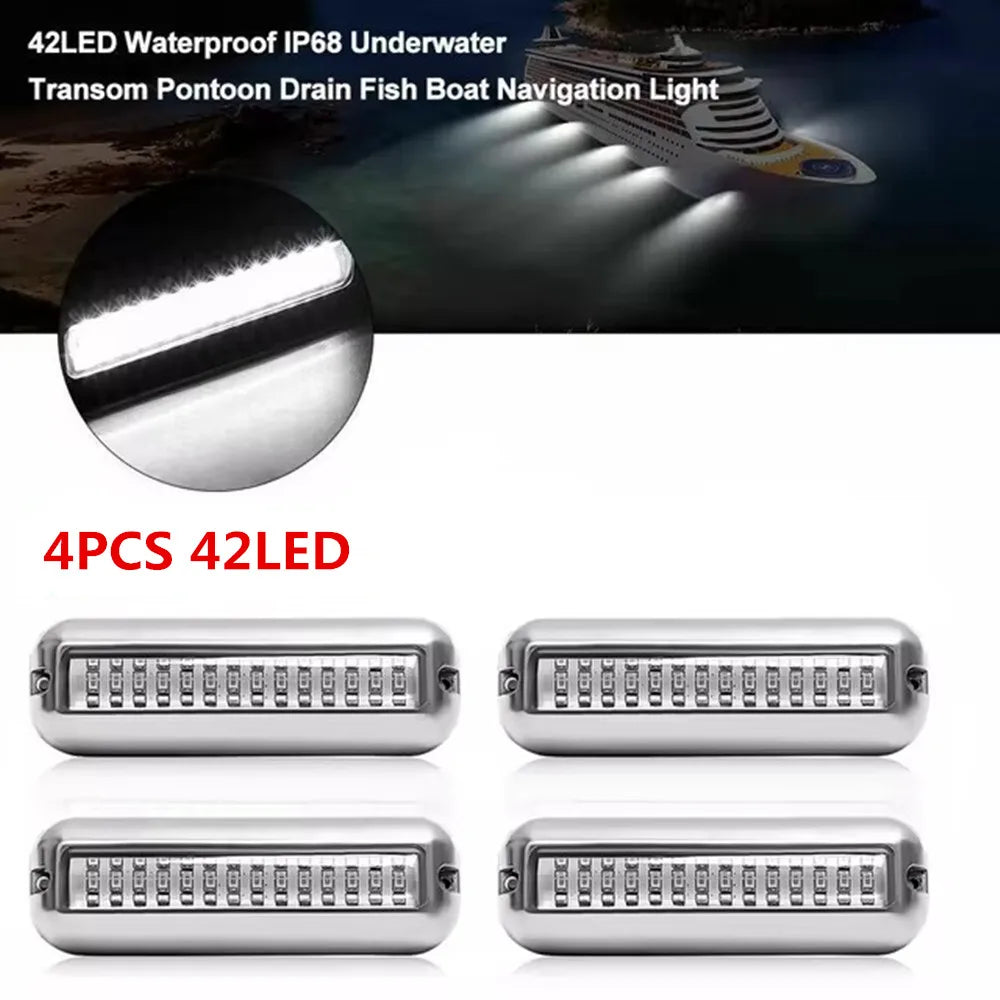 27/42 LED Underwater Lights For Boats LED Boat Running Light Marine Navigation Light Waterproof Yacht Cabin Deck Lamp Blue White