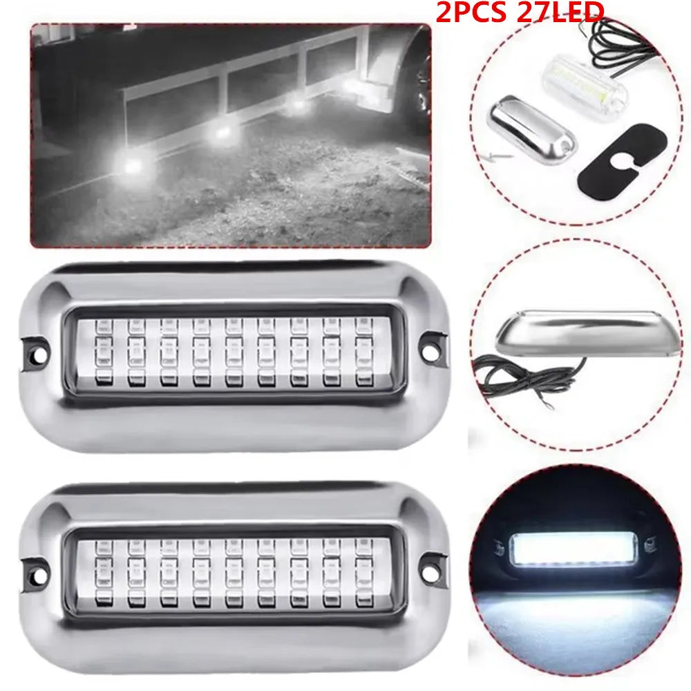 27/42 LED Underwater Lights For Boats LED Boat Running Light Marine Navigation Light Waterproof Yacht Cabin Deck Lamp Blue White