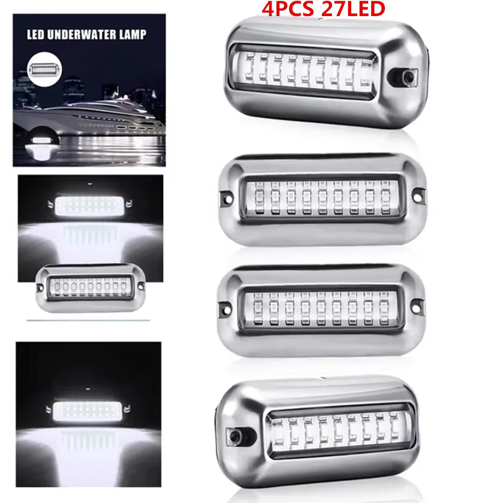 27/42 LED Underwater Lights For Boats LED Boat Running Light Marine Navigation Light Waterproof Yacht Cabin Deck Lamp Blue White