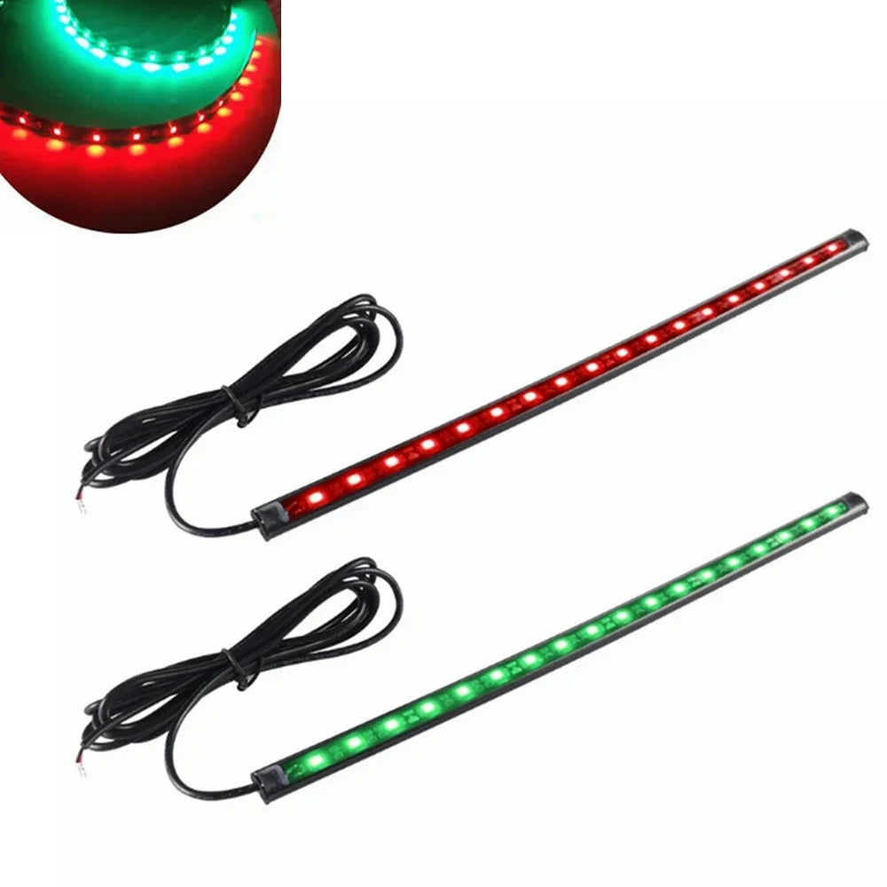 2Pcs 30cm 12V LED Strip Light Waterproof RED&GREEN for Bow Boat Marine Navigation Kayak Canoe Deck Courtesy Bow Trailer Pontoon