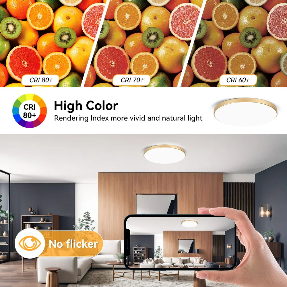 Waterproof LED Bathroom Ceiling Light 18W/30W/40W 220V Round Lamp for Kitchen Living Room Balcony - Energy Efficient Lighting