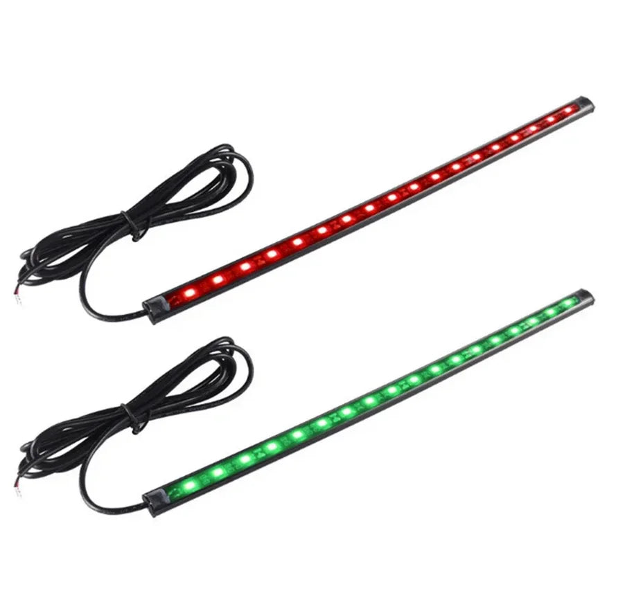 2Pcs 30cm 12V LED Strip Light Waterproof RED&GREEN for Bow Boat Marine Navigation Kayak Canoe Deck Courtesy Bow Trailer Pontoon