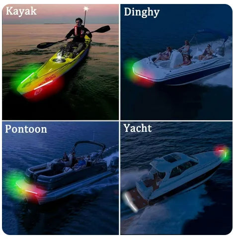 2Pcs 30cm 12V LED Strip Light Waterproof RED&GREEN for Bow Boat Marine Navigation Kayak Canoe Deck Courtesy Bow Trailer Pontoon