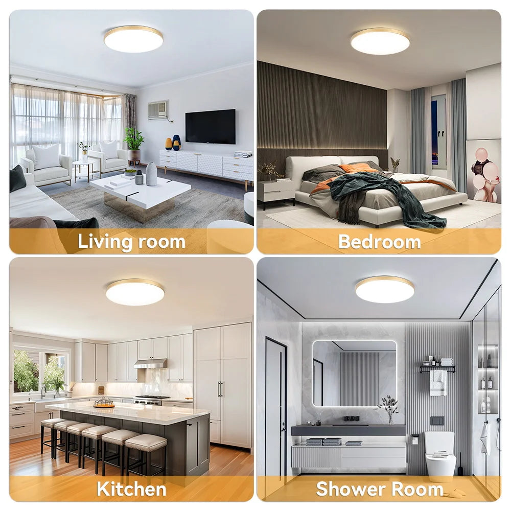 Waterproof LED Bathroom Ceiling Light 18W/30W/40W 220V Round Lamp for Kitchen Living Room Balcony - Energy Efficient Lighting
