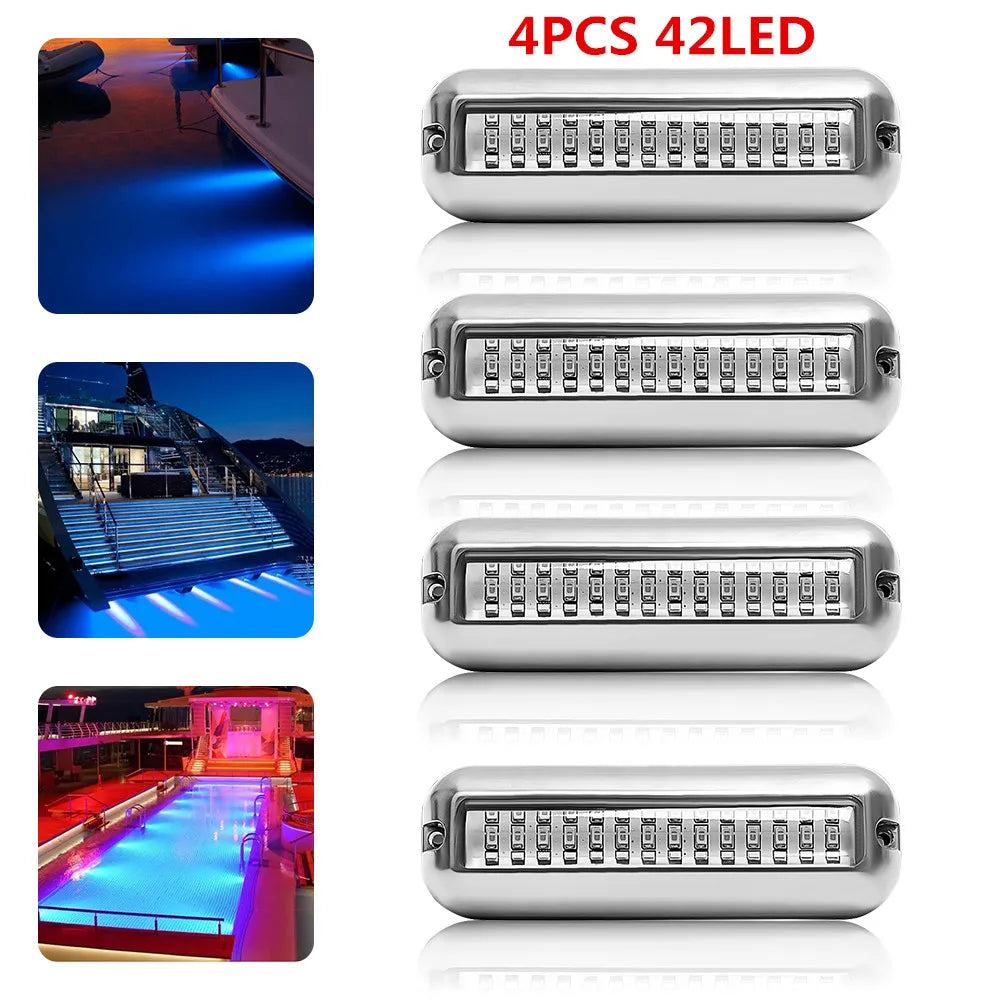 27/42 LED Underwater Lights For Boats LED Boat Running Light Marine Navigation Light Waterproof Yacht Cabin Deck Lamp Blue White