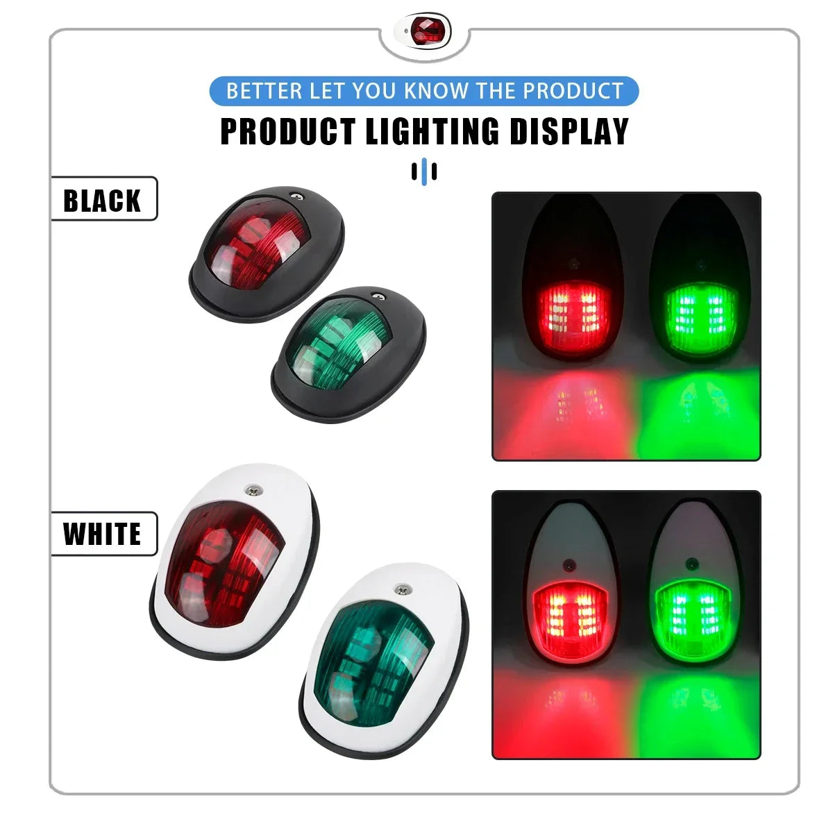 2Pcs LED Navigation Lights For Boats 12V 24V Boat Position Lights Marine Lights Waterproof Boat Lamp Red Green