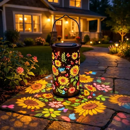 Colorful Sunflower Shadow Solar Lantern Outdoor LED Decor Light for Pathway Lawn Garden Patio Yard Home Beautiful Night Lighting