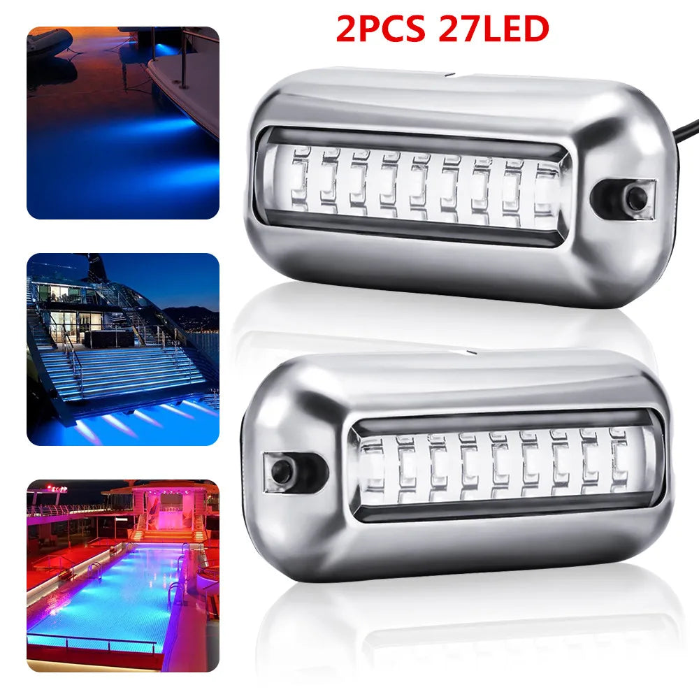 27/42 LED Underwater Lights For Boats LED Boat Running Light Marine Navigation Light Waterproof Yacht Cabin Deck Lamp Blue White