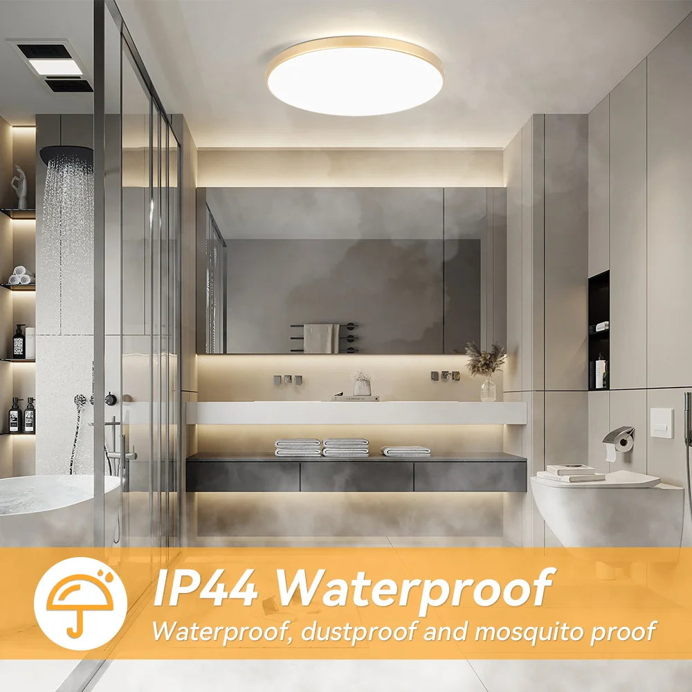 Waterproof LED Bathroom Ceiling Light 18W/30W/40W 220V Round Lamp for Kitchen Living Room Balcony - Energy Efficient Lighting