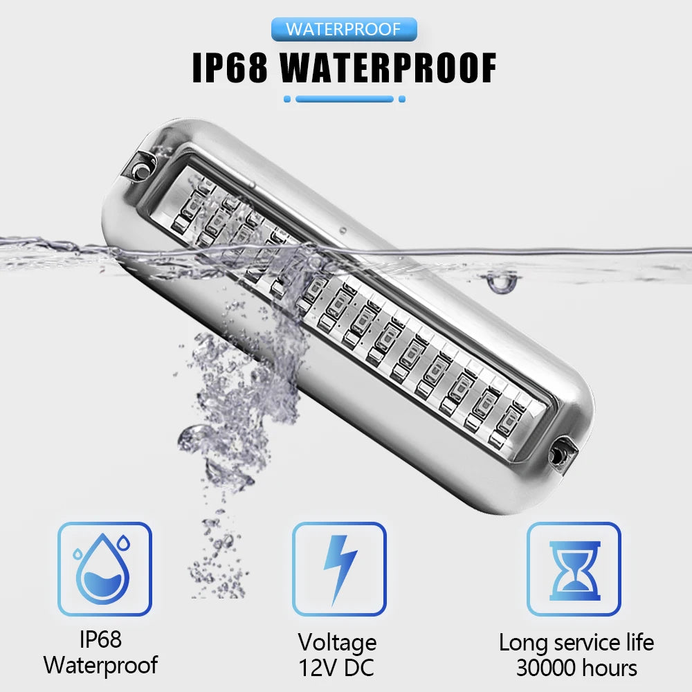 27/42 LED Underwater Lights For Boats LED Boat Running Light Marine Navigation Light Waterproof Yacht Cabin Deck Lamp Blue White